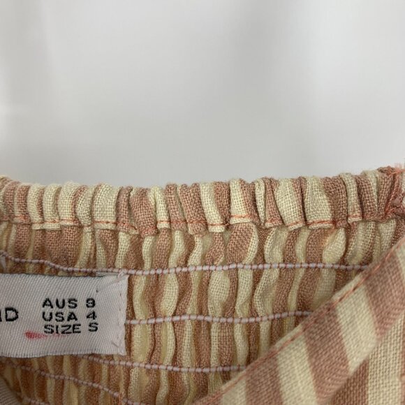 Faithfull The Brand Dress Small 100% Linen Stripe Lace Up Mini - Picture 8 of 16